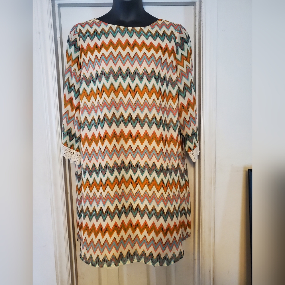 Plus Size Chevron Fit And Flare Dress Sz 22
